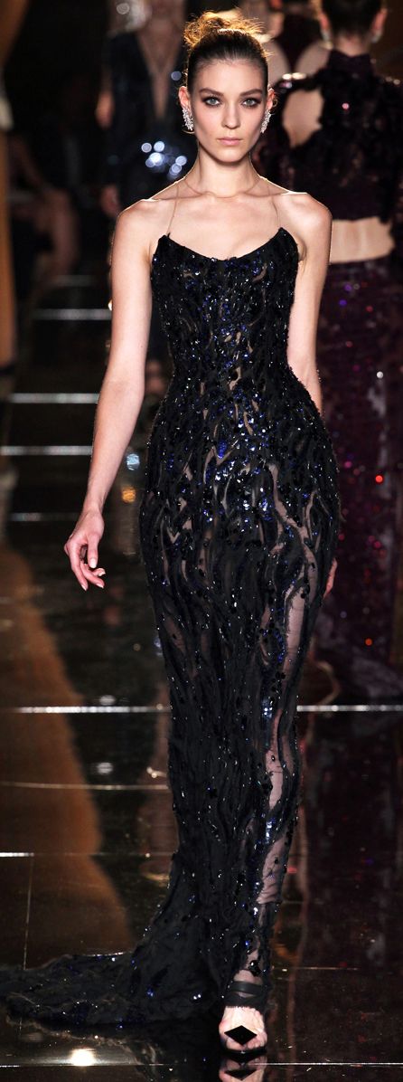 Versace Sequin Black Gown F/W 2013 Haute Couture Paris, Versace Fashion, Versace Couture, Versace Dress, Atelier Versace, Fashion Gowns, Couture Runway, Couture Gowns, Gorgeous Gowns