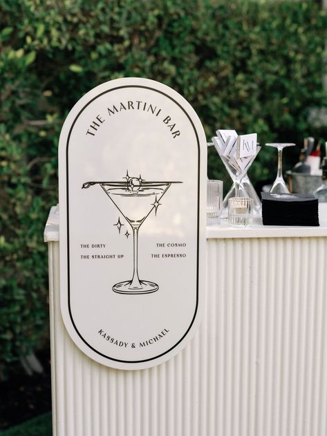 A tini for two please 🍸 When your clients have a dedicated martini bar at their Palm Springs wedding day! Photo:… | Instagram His Her Cocktail Sign, Cocktails At Wedding, Wedding Bar Inspiration, Engagement Party Bar Ideas, Wedding Martini Bar, Martini Balloon Arch, Bridal Must Haves, Hens Brunch, Martini Bridal Shower Ideas