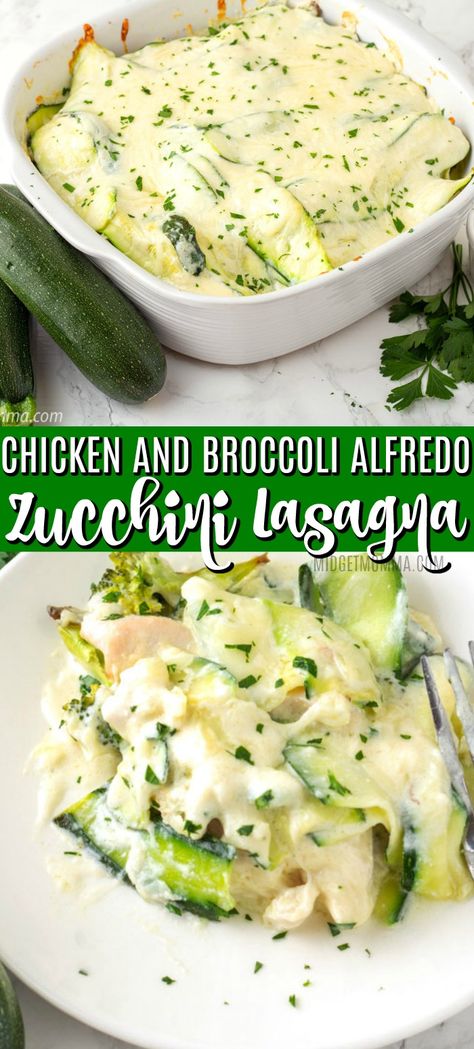 Low Carb Lasagna Recipe, Lasagna Chicken, Chicken And Broccoli Alfredo, Zucchini Chicken, Alfredo Lasagna, Low Carb Lasagna, Chicken Broccoli Alfredo, Broccoli Alfredo, Chicken Lasagna