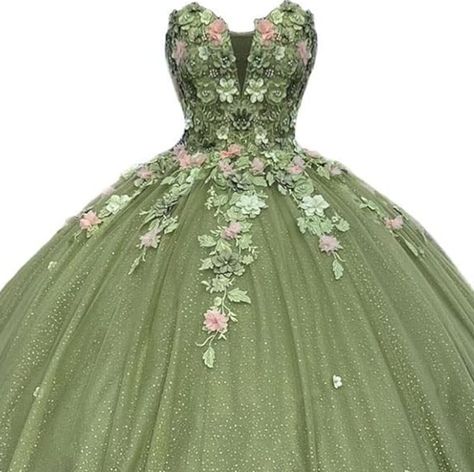 Dress Is Brand New, Never Been Worn Size 16 Sage Green Dress For 15th Birthday, 15th Birthday Dresses, Sage Green Quinceanera Dresses, 15 Birthday Dresses, Surprise Dance Outfits, Green Quinceanera Dresses, Xv Dresses, Glitter Party Dress, Quince Dresses Mexican