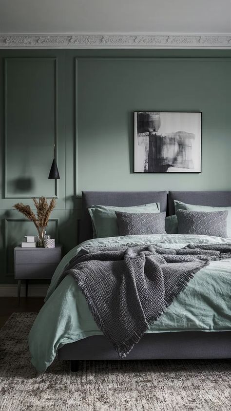 25+ Green Bedroom Ideas - EvyveHomes Sage Walls, Bedrooms Green, Bedroom Ideas Green, Green And White Bedroom, Green Bedroom Design, Green Bedrooms, Green Bedroom Ideas, Green Bedroom Decor, White Bedroom Design