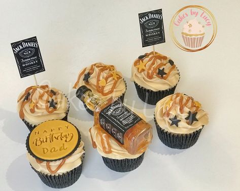 Jack Daniels Cupcakes, Alcohol Cupcakes, Jack Daniels Party, Alcoholic Cupcakes, Jack Daniels Cake, Boozy Baking, Lisa Birthday, Whiskey Art, Cheers To 50 Years