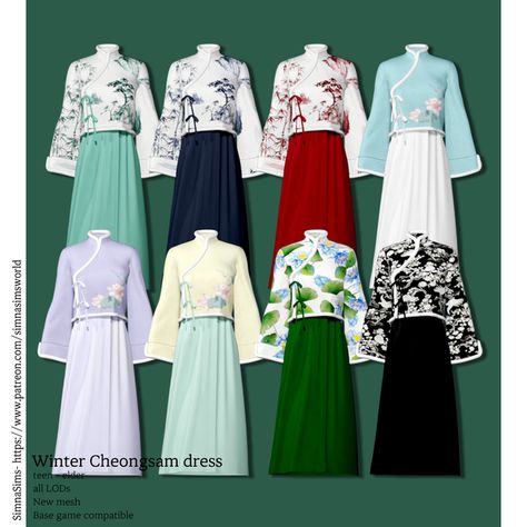 Sims 4 Cc Kimono Dress, Sims 4 Qipao Cc, Sims 4 Chinese Dress, Sims 4 Traditional Korean Cc, Sims 4 Cc Cultural Clothes, Hanfu Cc Sims 4, Sims 4 Chinese Clothes, The Sims 4 Cc Cute Clothing, Sims4 Japanese Cc