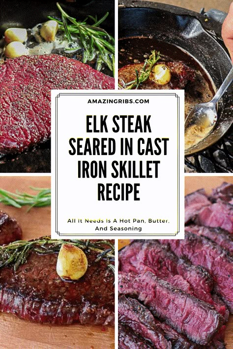 YouTube BBQ star Malcom Reed joins us again with his super simple, super delicious recipe for elk steak. Season it with salt and pepper, sear it in a cast iron pan over hot coals, then add some butter, garlic, and rosemary, basting the steak with melted butter as it cooks. Doesn't get much easier--or better--than that! #elk #game #steak #bbq #grill #skillet #castiron #cooking Elk Meat Recipes, Steak Sirloin, Elk Steak, Backstrap Recipes, Elk Meat, Deer Steak, Elk Recipes, Steak Bbq, Deer Recipes