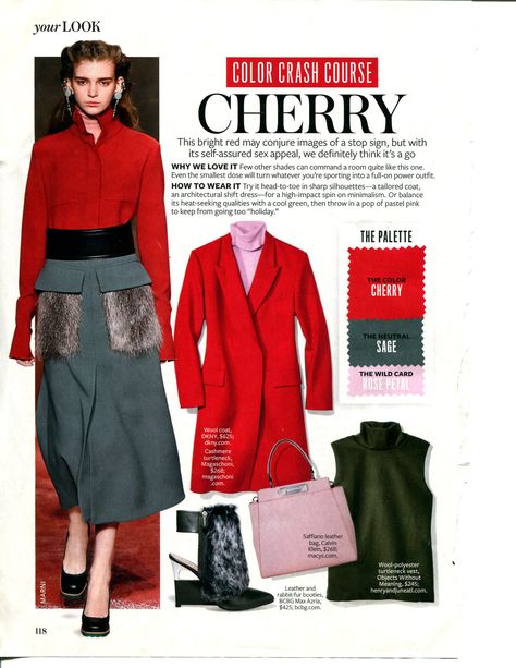 Color Crash Course Cherry - InStyle Color Crash Course, Instyle Color Crash Course, Colour Combinations Fashion, Color Combinations For Clothes, Color Crush, Color Pairing, Color Analysis, Fashion Weeks, Crash Course