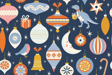 Christmas And New Year Card, Retro Mid Century Modern, Style Winter, New Year Card, Retro Mid Century, Christmas Toys, Mid Century Modern Style, Pattern Download, Winter Holidays