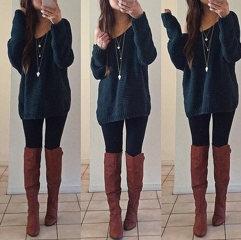 Legging Outfits, Mode Casual, Boots Fall, Casual Winter Outfits, Looks Style, Outfit Casual, Fall Looks, Sweaters Oversized, Fall Winter Outfits