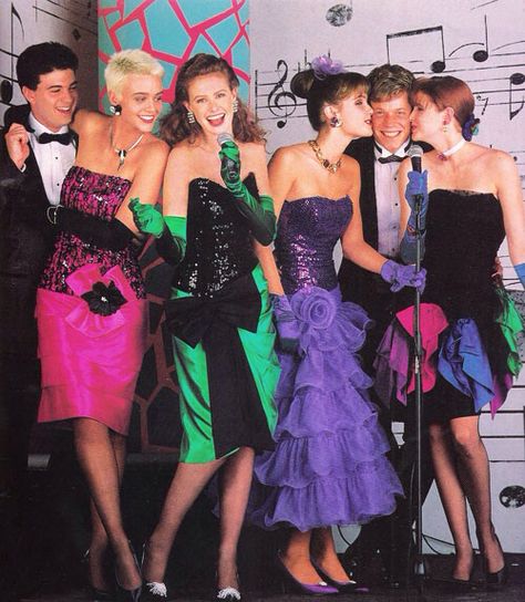 1980s - Tumblr 80 Prom Dress, 1980s Prom Dress 80s Fashion, 1980s Formal Fashion, 90s Prom Party Ideas, Tacky Prom Dress, 80s Prom Outfits, 80s Prom Hair, Footloose Costumes, 80s Formal Dress