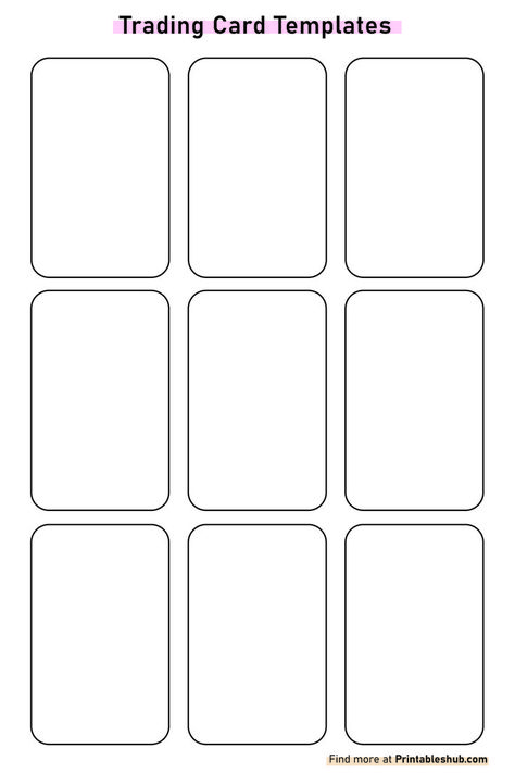 Free Printable Blank Trading Card Template PDF Game Cards Template, Coloring Cards Printable, Playing Card Template Free Printable, Free Card Template, Game Card Design Template, Trading Cards Design Ideas, Card Templates Printable Free Downloads, Business Card Template Free Printables, Blank Cards Design Free Printable