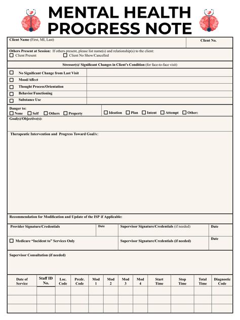 Counseling Notes Template, Therapy Notes Template, Progress Notes Template, Therapist Tips, Cbt Therapy Worksheets, Counseling Forms, Health Protocols, Therapy Notes, Mental Health Assessment