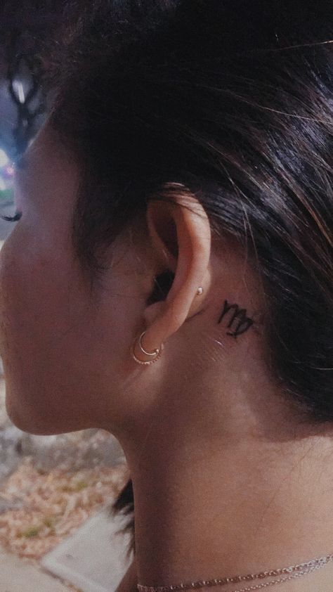 #virgogang #tattooideas #horoscope Virgo Tattoo Behind The Ear, Virgo Behind Ear Tattoo, Virgo Tattoo Behind Ear, Virgo Symbol, Horoscope Tattoos, Virgo Tattoo, Virgo Sign, Symbol Tattoos, Pretty Tattoos