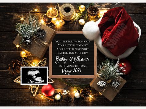 Christmas Pregnancy Announcement Boy or Girl Editable Template for Social Media Facebook Instagram Christmas Pregnancy Reveal, Pregnant With Boy, Pregnancy Announcement Template, Christmas Baby Announcement, Cute Pregnancy Announcement, Its A Girl Announcement, Idee Babyshower, December Baby