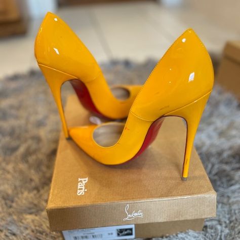 Christian Louboutin So Kate Pump Louboutin So Kate, Christian Louboutin So Kate, So Kate, Canary Yellow, Dress Yellow, Louboutin Shoes, Christian Louboutin Shoes, Yellow Dress, Patent Leather