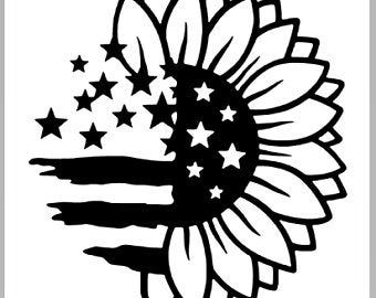 American Flag Sunflower, Cricut Decals, Silhouette Vinyl, Flag Decal, Cricut Creations, Cricut Projects Vinyl, Car Decals Vinyl, Window Decals, Cricut Ideas