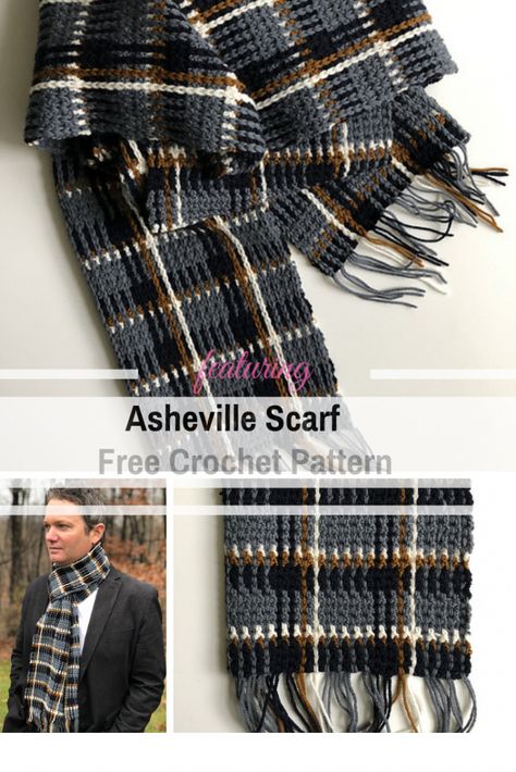 Simple And Beautiful Men's Plaid Scarf Crochet Pattern Plaid Crochet, Beau Crochet, Knit Clothing, Crochet Men, Scarf Crochet, Gift For Boys, Double Crochet Stitch, Scarf Crochet Pattern, Crochet Stitch