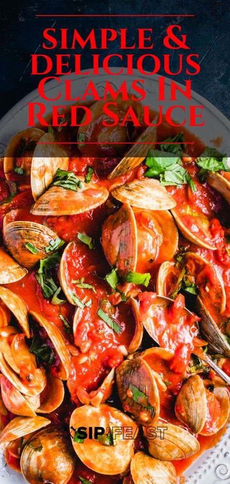 Seafood In Red Sauce, Pasta And Clams Sauce Recipes, Clams In Red Sauce Pasta, Clams In Red Sauce, Cherry Stone Clams Recipes, Linguine With Red Clam Sauce, Linguini Red Clam Sauce, Clams With White Wine Sauce, Italian Chipino