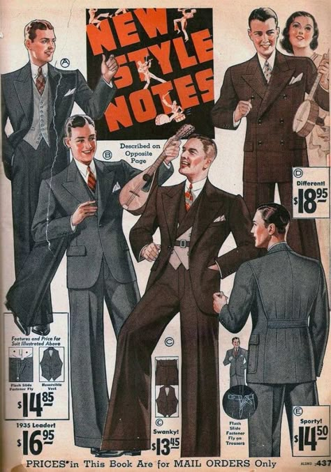 1930s Men's Suits- History in Pictures Mens Fashion 1930s, 30s Mens Fashion, 1930s Mens Fashion, 1940s Mens Fashion, 1930s Men, Oxford Bags, Sears Catalog, 1930's Fashion, Vintage Menswear