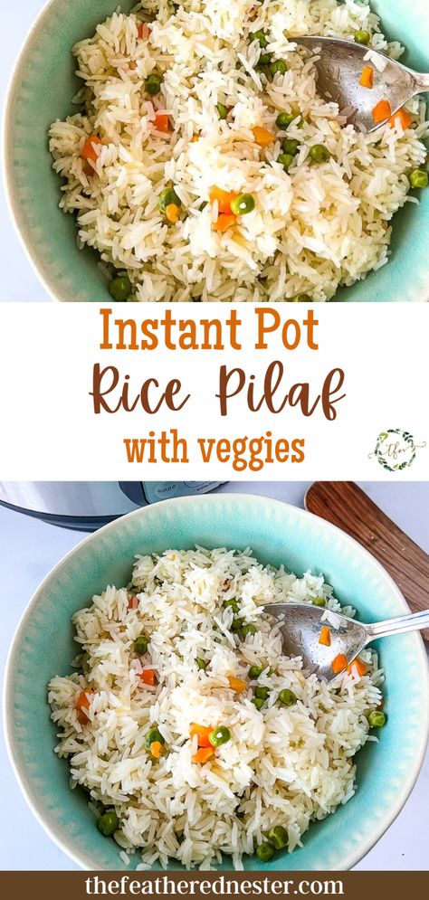 Tender and fresh-tasting, Instant Pot rice pilaf is a wonderful vegetable rice recipe that pairs perfectly with just about any protein! It’s simple to make, and healthier than plain white rice. We’ll show you how to make fluffy vegetable rice pilaf in less than 30 minutes. Insta Pot Rice Pilaf, Instapot Rice Pilaf, Instant Pot Rice Pilaf Recipes, Rice Pilaf Recipe Easy Instant Pot, Instant Pot Rice And Veggies, Rice Pilaf In Rice Cooker, Instant Pot Rice White, Rice Pilaf Instant Pot, Instant Pot Rice Pilaf