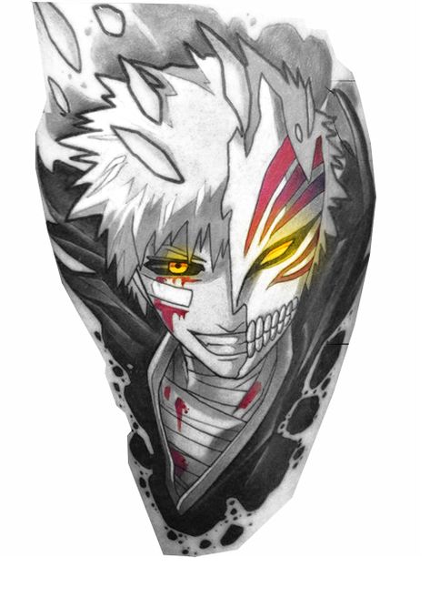 Ichigo Kurosaki Tattoo Ideas, Bleach Ichigo Tattoo Ideas, Ichigo Kurosaki Tattoo Design, Ichigo Kurosaki Hollow Masks, Ichigo Tattoo Design, Ichigo Mask Tattoo, Ichigo Kurosaki Tattoo, Ichigo Tattoo Ideas, Bleach Tattoo Design