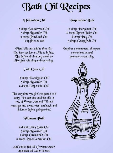 Essential Oil Witchcraft, Wicca Essential Oils, Ritual Bath Recipes Witchcraft, Witchy Beauty Tips, Ritual Oil, Bath Magic, Magick Oil, Spiritual Bath, Bath Recipes