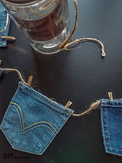 Easy Bunting, Denim Baby Shower, Denim Hearts, Diamonds And Denim Party, Denim And Pearls, Girl Hacks, Diamond Theme, Denim Party, Denim Wedding