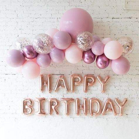 Gold Happy Birthday, 2nd Birthday Party For Girl, Birthday Decorations At Home, Deco Ballon, 1st Birthday Girl Decorations, Simple Birthday Party, Happy Birthday Decor, Birthday Room Decorations, Baby Birthday Decorations