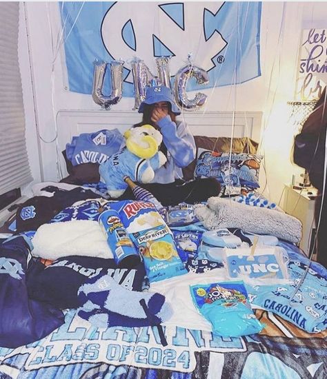 Unc Chapel Hill Acceptance, Unc Party Decorations, Unc Bed Party, University Of North Carolina Aesthetic, University Of North Carolina Chapel Hill Aesthetic, Unc Chapel Hill Dorm, Unc Chapel Hill Aesthetic, Unc Aesthetic, Unc Lacrosse