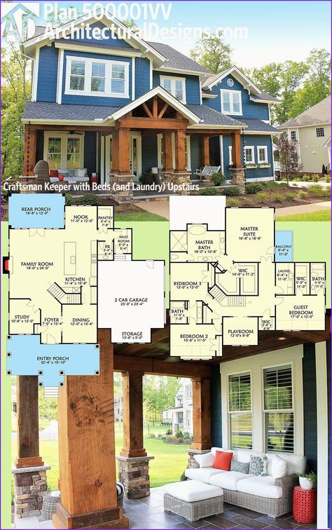 Casas The Sims 4, Architectural Design House Plans, Casas Coloniales, Craftsman House Plans, House Blueprints, Farmhouse Plans, Building Plans, Sims House, Craftsman House