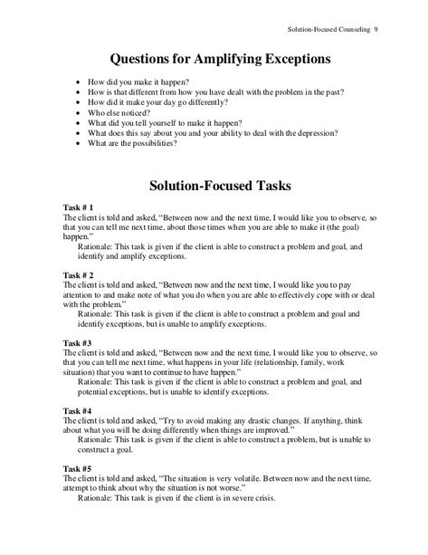 Solution Focused Therapy Activities, Solution Focused Therapy Questions, Solution Focused Brief Therapy, Counselling Theories, Counselling Tools, Solution Focused Therapy, Counseling Techniques, Counseling Worksheets, Mental Health Activities