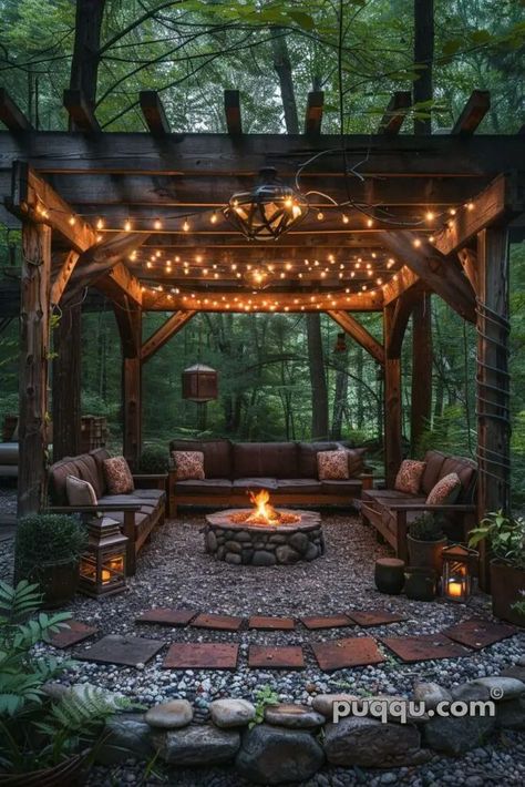 Outdoor Fire Pit Area, Backyard Fire Pit, Fire Pit Landscaping, Cozy Backyard, Fire Pit Cover, Fire Pit Area, Fire Pit Designs, Casa Exterior, Backyard Fire