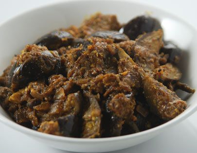 Achari Baingan - Indian spiced eggplant Pickle Spices, Achari Baingan, Vegetarian Treats, Sanjeev Kapoor, Dried Mangoes, Vegetarian Recipe, Fenugreek Seeds, Master Chef, Vegetarian Cooking