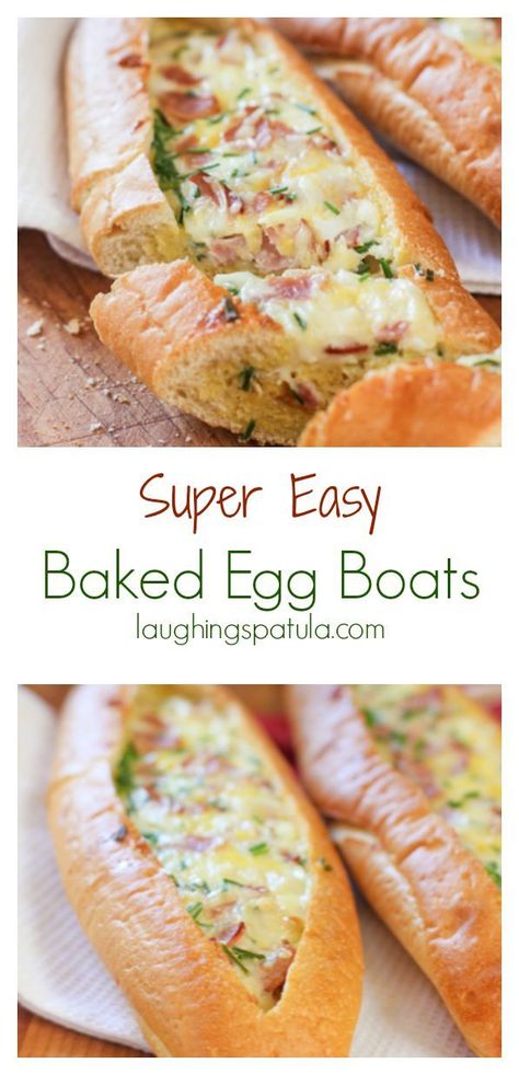 Egg Boats, Baked Egg, God Mat, Think Food, Baked Eggs, Breakfast Brunch Recipes, Breakfast Time, Breakfast Dishes, Egg Recipes