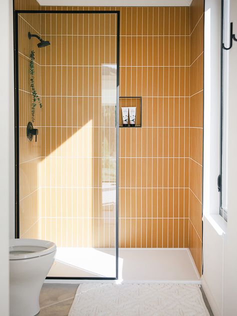 Glass Tile Bathroom, Bad Inspiration, Fireclay Tile, Bathroom Renos, House Bathroom, Beautiful Bathrooms, Cheap Home Decor, Bathroom Makeover, Bathroom Inspiration