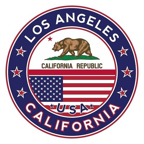 Los Angeles, California, Sticker, T-Shirt, Poster Usa Flag Stickers, California T Shirt, California Logo, California State Flag, White Bg, California Flag, California Poster, California Republic, Usa States