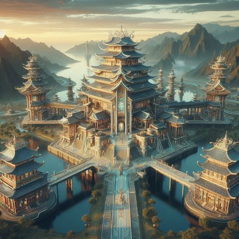 Fantasy Academy Art, Chinese Castle, Game Design Concept Art, Asia Architecture, Fancy Places, Game Design Concept, Best House Design, Chinese Palace, Royal City