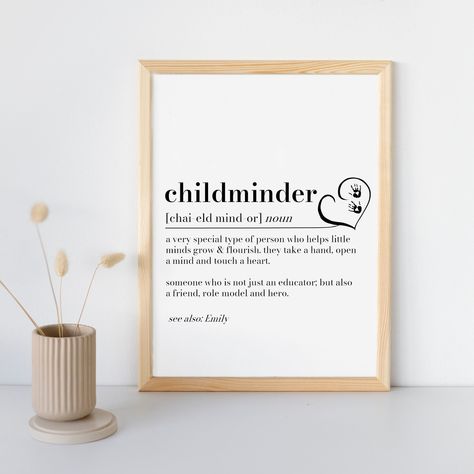 Childminder Gifts, Babysitter Gifts, Type Of Person, Personalised Prints, Role Model, Lovely Print, Definition Prints, Etsy Fashion, Email Address