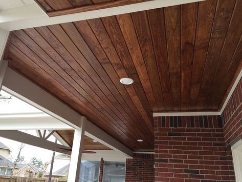 Gable Ceiling, Tongue And Groove Flooring, Pine Paneling, Groove Ceiling, Tongue And Groove Walls, Ceiling Cladding, Types Of Ceilings, Tongue And Groove Ceiling, Porch Remodel