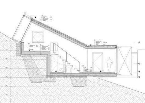 Camera Lucida, Slope House, Hillside House, Architectural Section, Architectural Drawing, Shape Art, Small Studio, House On A Hill, Architecture Presentation