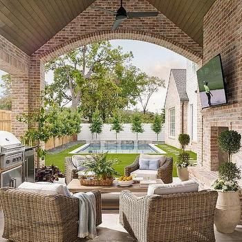 Vaulted Ceiling on Covered Patio - Cottage - Deck/patio Carsiding Ceiling, Vaulted Ceiling Design, Ceiling Design Ideas, Outdoor Room, Deck Patio, Outdoor Rooms, Vaulting, Photos Ideas, Vaulted Ceiling