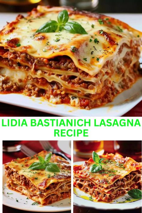 Sicilian Lasagna Recipe, Lidia Bastianich Recipes, Authentic Italian Lasagna, Lidia's Recipes, Lasagna Bolognese, Italian Lasagna, Best Lasagna Recipe, Homemade Pasta Recipe, Lasagna Recipes