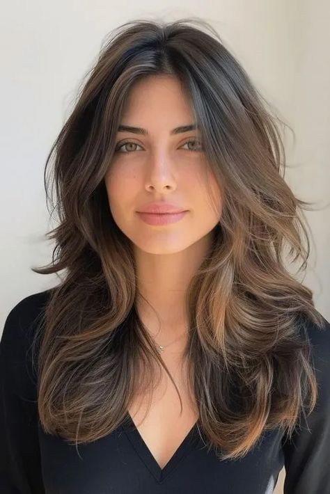 90s blowout Blowout Ideas Long Hair, 90 Inspired Hairstyles, Long Hairstyles Blowout, Medium Length 90s Blowout, Long Hair 90s Blowout, 90s Layered Hair Side Part, 90s Hairstyles Brunette, Mid Back Length Haircut, Elegant Blowout Hair