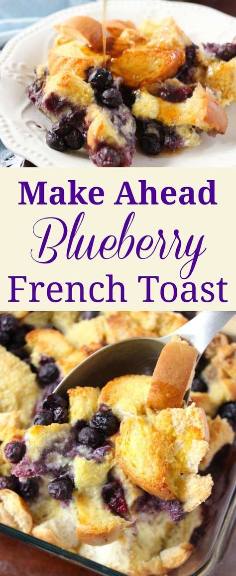 Make ahead breakfast casseroles make it easy to get a satisfying breakfast on the table. This Blueberry French Toast version is a family favorite. #breakfast #casserole #blueberries #frenchtoast Camping Casseroles, Make Ahead French Toast, Blueberry French Toast Bake, Blueberry French Toast Casserole, Make Ahead Breakfast Casserole, Dessert Oreo, Sweet Potato Recipes Casserole, Zucchini Casserole, Breakfast Casseroles