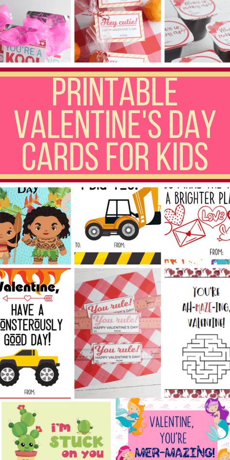 These free printable valentines cards for kids are perfect as non-food valentines or as sweet treat valentines for class parties with kids. Pokemon Valentine Cards, Construction Valentines, Clever Valentines, Cute Valentines Day Cards, Free Printable Valentines Cards, Pokemon Valentine, Printable Valentine Cards, Holiday Reading, Printable Valentines Day Cards