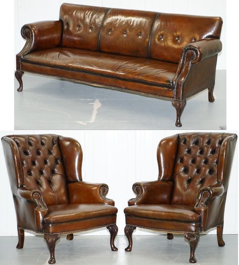 Vintage Sofas, Leather Wingback, Sofa Dimension, Couches For Sale, Wingback Armchair, Leather Chesterfield, Sofa Dimensions, Kingdom Of Great Britain, Chesterfield Chair