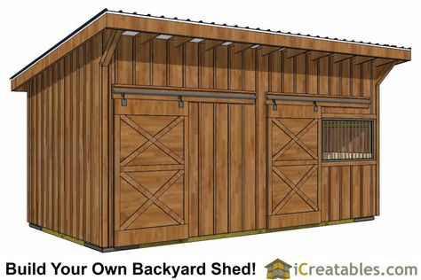 10x20 2 stall horse barn plans 10x20 Shed, Shed Design Plans, Cheap Sheds, Door Plan, Barn Plan, Run In Shed, Wood Storage Sheds, Large Sheds, Horse Barn Plans