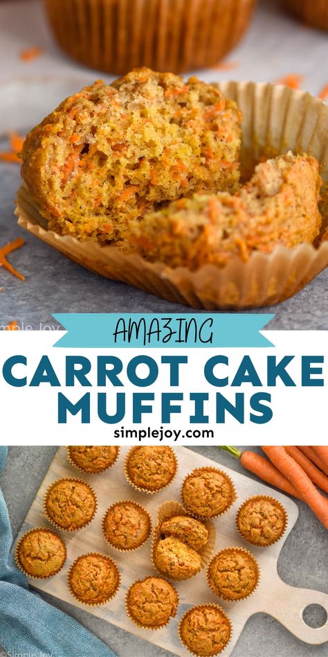 Carrot Cake Muffins have all the delicious flavors of my amazing Carrot Cake turned into a healthy and delicious muffin. This is perfect for snacking! Carrot Muffins Moist, Best Carrot Muffins, Carrots Muffins, Best Sausage Roll Recipe, Rock Buns, Carrot Muffin Recipe, Sweet Muffins, Sausage Rolls Recipe, Fruit Pastries