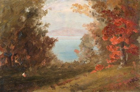 Woodland Scene in Autumn (1860–70) vintage nature illustration by Frederic Edwin Church. Original public domain image from The Smithsonian Institution. Digitally enhanced by rawpixel. | free image by rawpixel.com Autumn Landscape Painting, Frederic Edwin Church, Fall Landscape Painting, Landscape Autumn, Hudson River School, Fall Landscape, Detailed Paintings, Woodland Scene, Smithsonian Institution