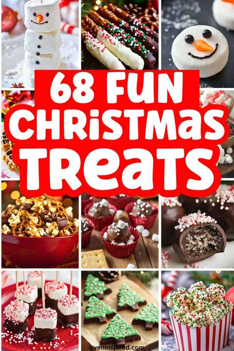 Get the easy Christmas treats to make and bake this holiday season. Wow your family and holiday guests. Save this pin for later! Xmas Party Food Sweet Treats, Fun Easy Christmas Treats For Kids, Easy Diy Christmas Desserts, Christmas Cookie Centerpiece, Holiday Treats To Make With Kids, Semi Homemade Christmas Treats, Holiday Treat Gift Ideas, Kids Treats For Christmas, Easy Fun Christmas Treats