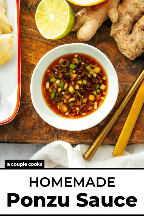 Vegetarian Recipes Asian, Ponzu Recipe, Ponzu Sauce Recipe, Ponzu Sauce, Sushi Sauce, Recipe Sauce, A Couple Cooks, Recipes Asian, Asian Sauce