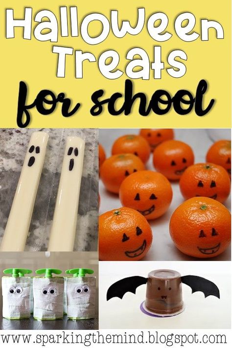 Halloween School Treats Prepackaged, School Halloween Party Snacks, Halloween Treat Ideas For Kids, Halloween Class Treats, Treats For School, Halloween Treat Ideas, Cheap Halloween Diy, Halloween Treat Tags, Halloween Snacks For Kids